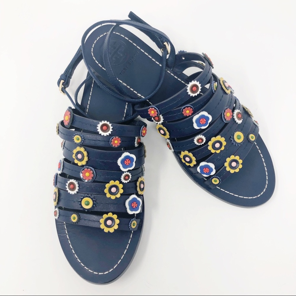 Tory Burch Floral Marguerite Flat Sandals Size 9 - Picture 2 of 10